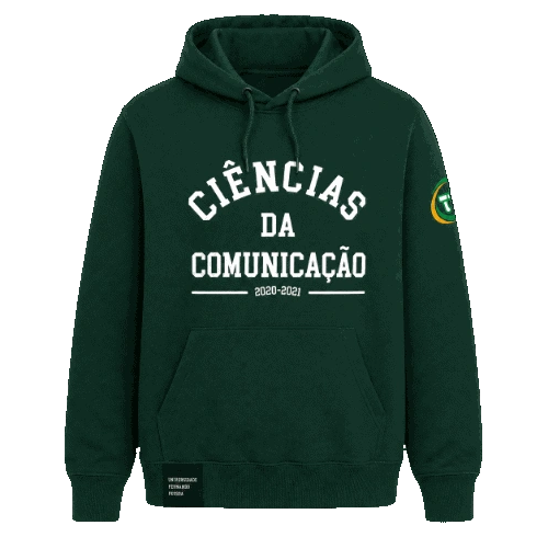 Animação de hoodie verde de Ciências da Comunicação a rodar